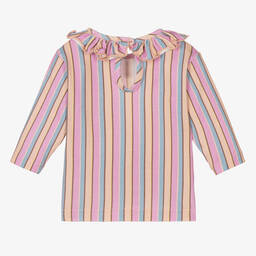 RaspberryPlum-Baby Girls Purple Cotton Striped Top | Childrensalon Outlet
