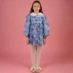 RaspberryPlum-Girls Blue Tulle Horse & Stars Dress | Childrensalon Outlet