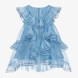 RaspberryPlum-Girls Blue Tulle Ruffle Dress | Childrensalon Outlet
