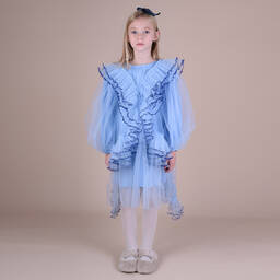 راسبيري بلام -فستان تول لون أزرق | Childrensalon Outlet