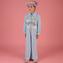 راسبيري بلام -جمبسوت قطن قطيفة لون أزرق فاتح للبنات | Childrensalon Outlet