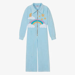 راسبيري بلام -جمبسوت قطن قطيفة لون أزرق فاتح للبنات | Childrensalon Outlet