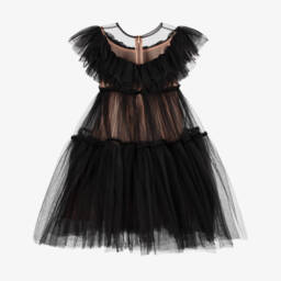 RaspberryPlum-Girls Elegant Black Tulle Gown | Childrensalon Outlet