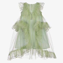 RaspberryPlum-Girls Elegant Green Tulle Frock | Childrensalon Outlet