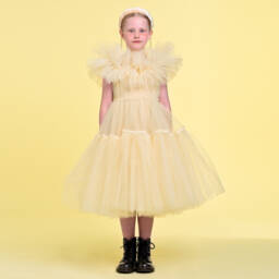 RaspberryPlum-Girls Elegant Ivory Tulle Frock | Childrensalon Outlet