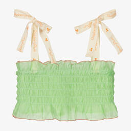 RaspberryPlum-Girls Green Shirred Top | Childrensalon Outlet