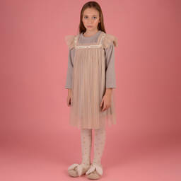 RaspberryPlum-Серое платье из меланжевого люрекса и тюля | Childrensalon Outlet