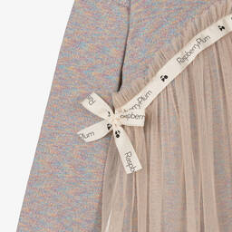 RaspberryPlum-سويتشيرت قطن لوريكس وتول لون رمادي مونس | Childrensalon Outlet