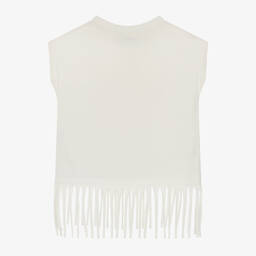 RaspberryPlum-Girls Ivory Cotton Fringed Camel T-Shirt | Childrensalon Outlet