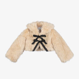 RaspberryPlum-Girls Ivory Faux Fur Jacket | Childrensalon Outlet