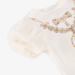 RaspberryPlum-Футболка кремовая с узором ожерелья для девочек | Childrensalon Outlet