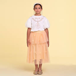 RaspberryPlum-Футболка кремовая с узором ожерелья для девочек | Childrensalon Outlet