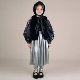 راسبيري بلام -تنورة جلد صناعي لون فضي | Childrensalon Outlet