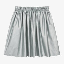 راسبيري بلام -تنورة جلد صناعي لون فضي | Childrensalon Outlet