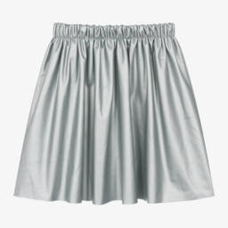 راسبيري بلام -تنورة جلد صناعي لون فضي | Childrensalon Outlet