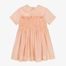 RaspberryPlum-Girls Pastel Orange Cotton Dress | Childrensalon Outlet