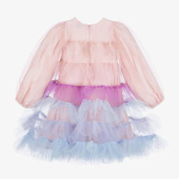 RaspberryPlum-Girls Pastel Tiered Tulle Dress | Childrensalon Outlet