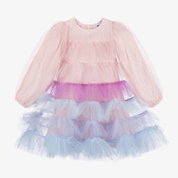 RaspberryPlum-Girls Pastel Tiered Tulle Dress | Childrensalon Outlet