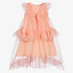 RaspberryPlum-Girls Peach Tulle Party Dress | Childrensalon Outlet