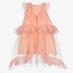 RaspberryPlum-Girls Peach Tulle Party Dress | Childrensalon Outlet