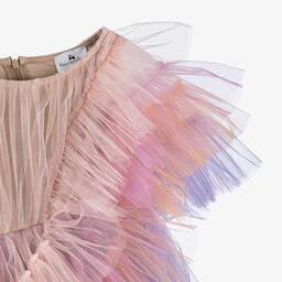 RaspberryPlum-Girls Pink Asymmetric Tulle Dress | Childrensalon Outlet