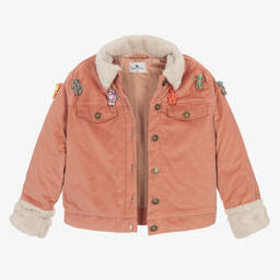 راسبيري بلام -جاكيت بطبعة بير قطن كوردروي لون زهري للبنات | Childrensalon Outlet