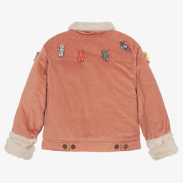 راسبيري بلام -جاكيت بطبعة بير قطن كوردروي لون زهري للبنات | Childrensalon Outlet