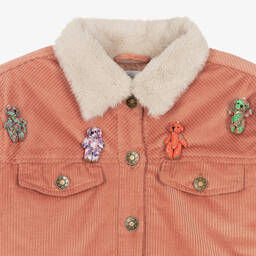 راسبيري بلام -جاكيت بطبعة بير قطن كوردروي لون زهري للبنات | Childrensalon Outlet
