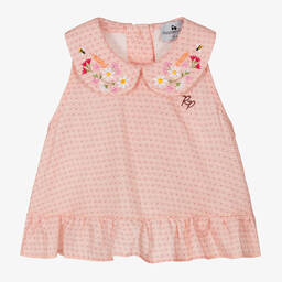 RaspberryPlum-بلوز مزيج قطن وفيسكوز مطرز لون زهري | Childrensalon Outlet