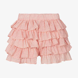 راسبيري بلام -شورت قطن وفيسكوز لون زهري مزين بكشكش للبنات | Childrensalon Outlet