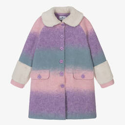 RaspberryPlum-Girls Pink & Purple Striped Wool Coat | Childrensalon Outlet