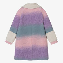 RaspberryPlum-Girls Pink & Purple Striped Wool Coat | Childrensalon Outlet