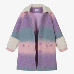 RaspberryPlum-Girls Pink & Purple Striped Wool Coat | Childrensalon Outlet