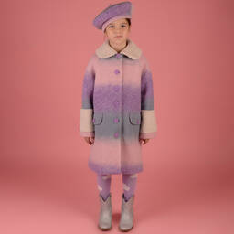 RaspberryPlum-Girls Pink & Purple Striped Wool Coat | Childrensalon Outlet