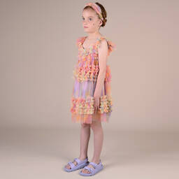 راسبيري بلام -فستان تول لون أرجواني مزين بكشكش | Childrensalon Outlet