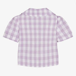 راسبيري بلام -بلوز قطن كاروهات لون بنفسجي وأبيض للبنات | Childrensalon Outlet