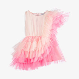 RaspberryPlum-فستان وردي غير متماثل للبنات مع كشكش | Childrensalon Outlet