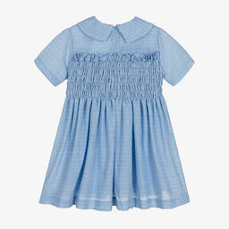 RaspberryPlum-Girls Sky Blue Cotton Dress | Childrensalon Outlet