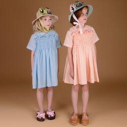 RaspberryPlum-Girls Sky Blue Cotton Dress | Childrensalon Outlet