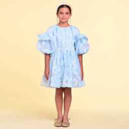RaspberryPlum-Girls Tulle Blue Blooms Dress | Childrensalon Outlet