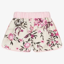 Roberto Cavalli-Beige Floral Cotton Shorts | Childrensalon Outlet