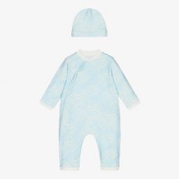Roberto Cavalli-Blue & Ivory Baby Romper Set | Childrensalon Outlet