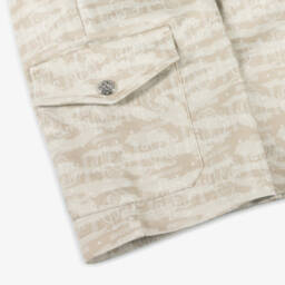 Roberto Cavalli-Boys Beige Signature Patterned Shorts | Childrensalon Outlet