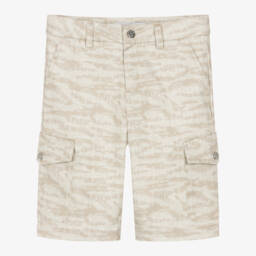 Roberto Cavalli-Boys Beige Signature Patterned Shorts | Childrensalon Outlet