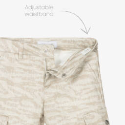 Roberto Cavalli-Boys Beige Signature Patterned Shorts | Childrensalon Outlet