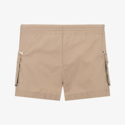 Roberto Cavalli-Boys Cotton Tan Shorts with Wild Print Accents | Childrensalon Outlet
