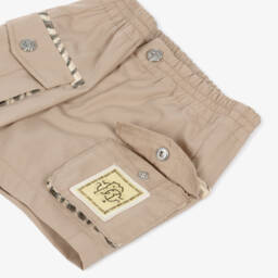Roberto Cavalli-Boys Cotton Tan Shorts with Wild Print Accents | Childrensalon Outlet