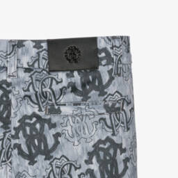 Roberto Cavalli-Boys Grey-Blue Monogram Cargo Shorts | Childrensalon Outlet