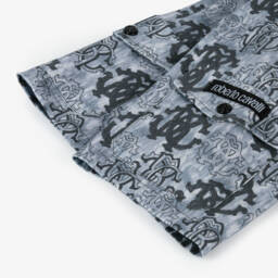 Roberto Cavalli-Boys Grey-Blue Monogram Cargo Shorts | Childrensalon Outlet