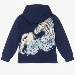 روبرتو كفالي -توب هودي أطفال ولادي بسحّاب قطن جيرسي لون كحلي | Childrensalon Outlet